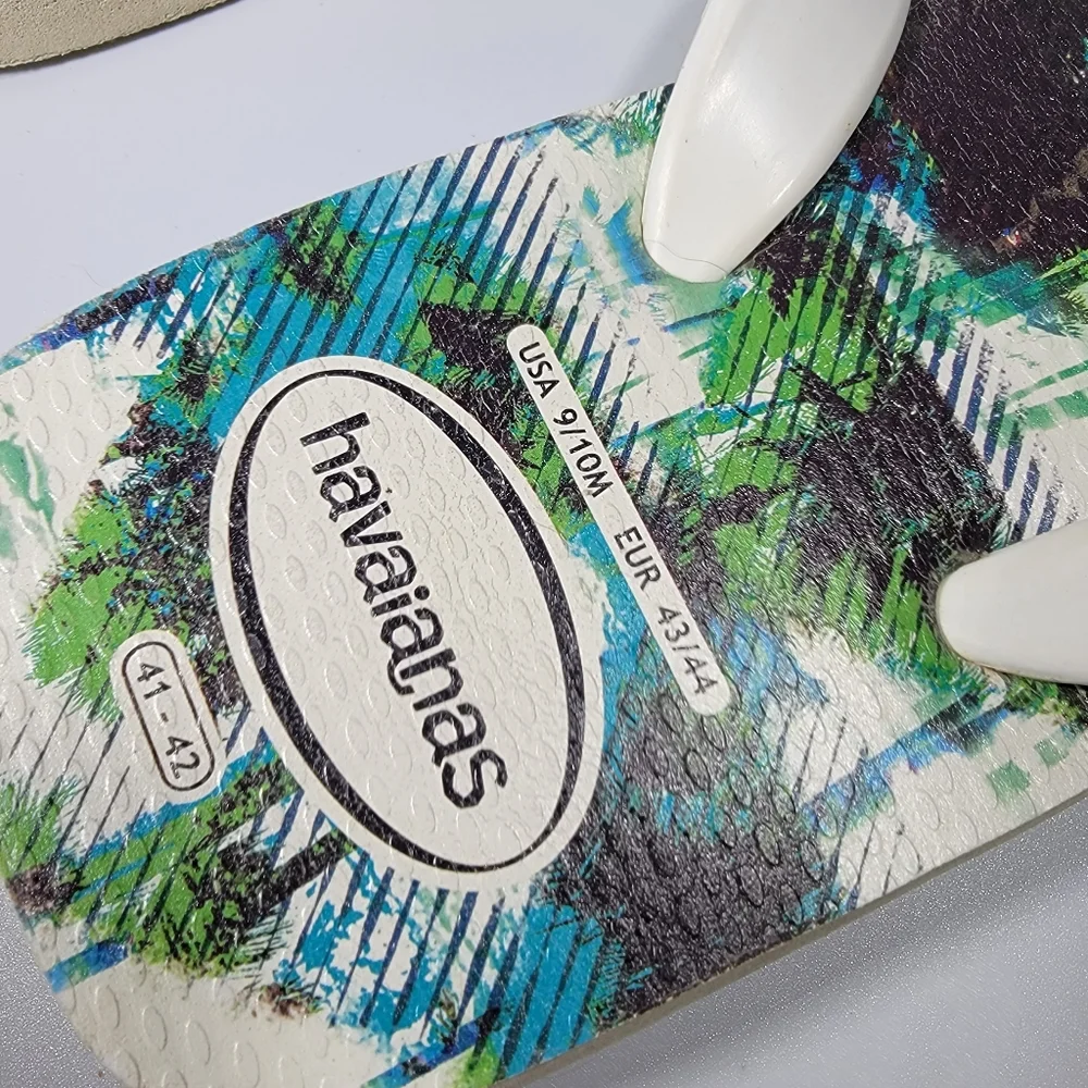 Havaianas 9/10 Mens Surf Flip Flops Sandals Shoes Photoprint Surfer White